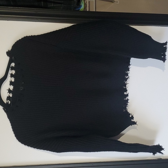 BLACK FRINGE SWEATER - Picture 1 of 5